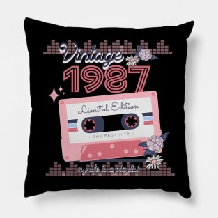 Vintage 1987 Limited Edition Music Cassette Birthday Gift Pillow