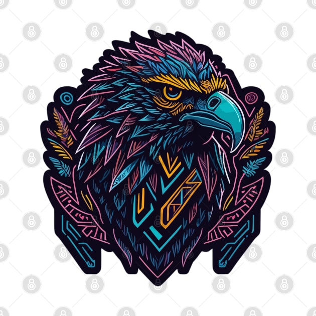 Luminous Flight: Colorful Neon Vector Eagle by AxAr