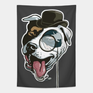 Hipster Pit Bull With Bowler Hat Monocle Tapestry