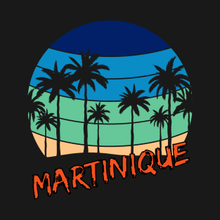 Martinique Retro Vintage Sunset Beach Design T-Shirt