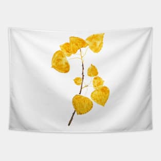 bright yellow birch leaves branch Tapestry