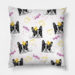 french bulldog and candies Pillow