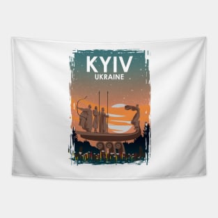 Kyiv Kiev Ukraine Monument Vintage Minimal European City Travel Poster Tapestry