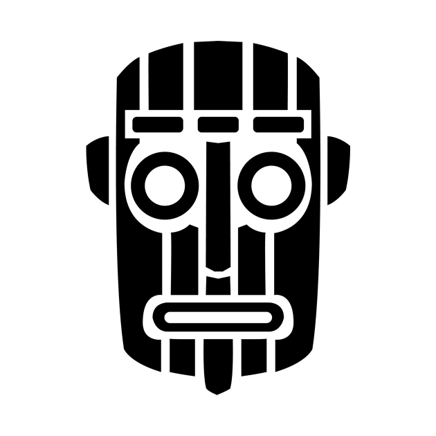 Black retro 1980s graphic tiki mask by TShirtGuy2267