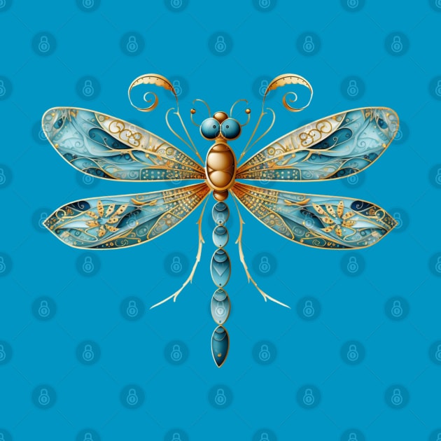 Aqua Blue Artistic and Fun Dragonfly by mw1designsart