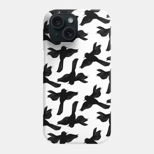 Black and white flying birds pattern Phone Case