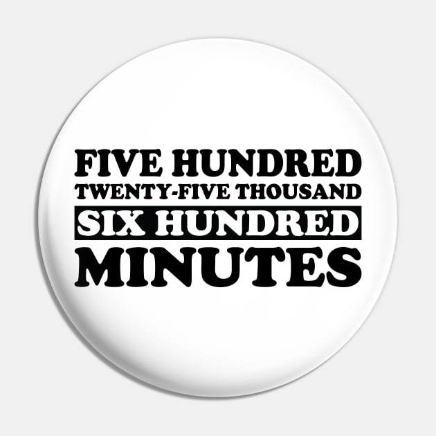 Five Hundred Twenty-five Thousand Six Hundred Minutes Rent Pin by Trending-Gifts