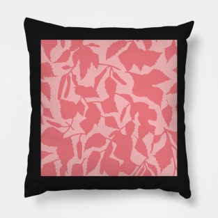 Birch leaves pink on light pink, seamless pattern Pillow