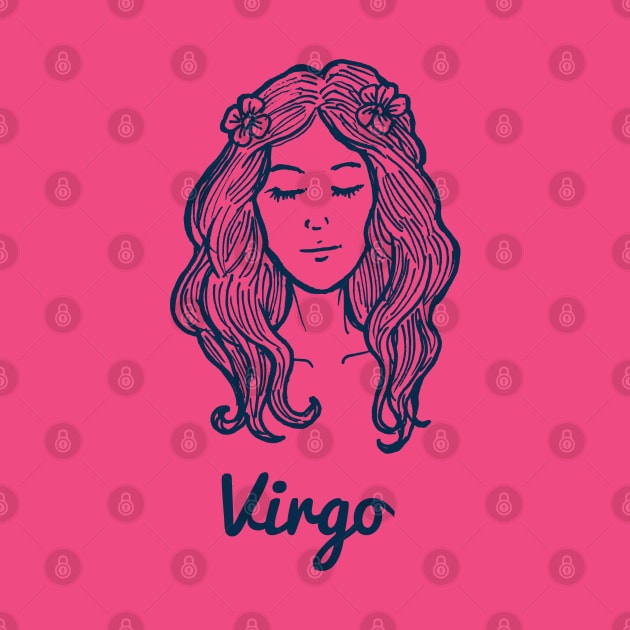 Virgo Zodiac Horoscope with Beautiful Women Girl Face with Flower Sign and Name by ActivLife