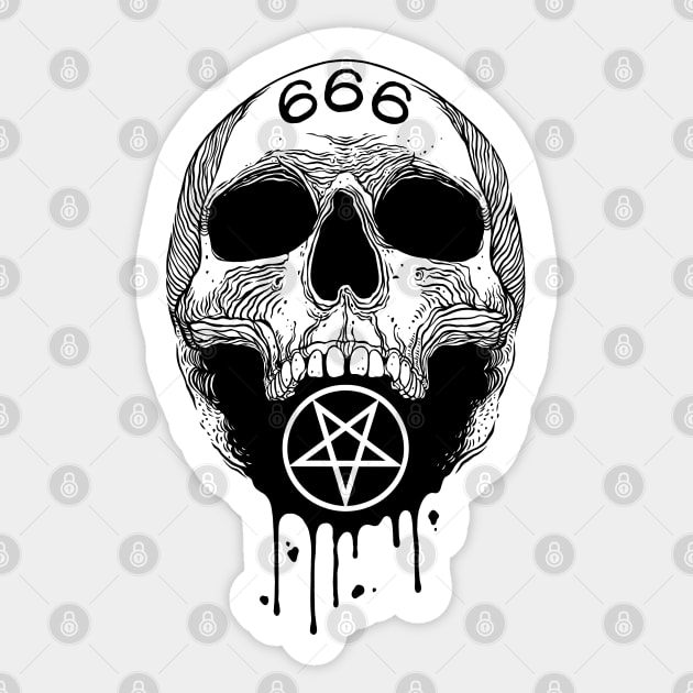 666 skull pentagram - 666 The Number - Sticker