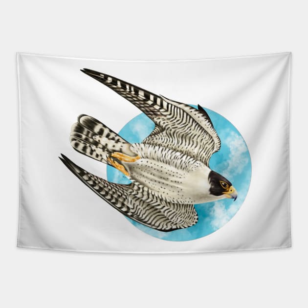 Peregrine Falcon in Flight Tapestry by Seven Sirens Studios