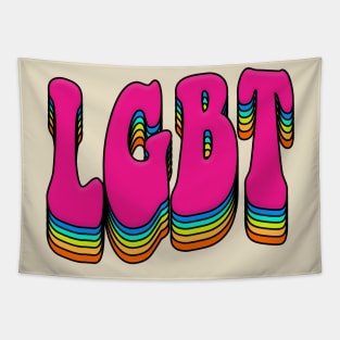 LGBT 70s Retro Style Rainbow Font Design Tapestry