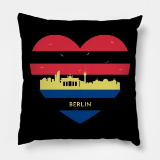 Germany Skyline cityscape Heart Shape Birds Flying Berlin Pillow