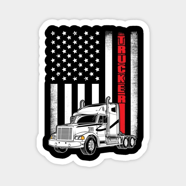 Vintage USA Trucker American Flag Truck Driver Magnet by captainmood