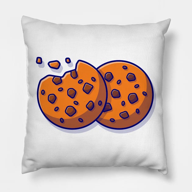 Chocolate Cookies Cartoon Vector Icon Illustration Pillow by Catalyst Labs