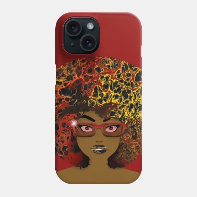 Galaxy Girl Red Afro Phone Case by FinalBeatComics