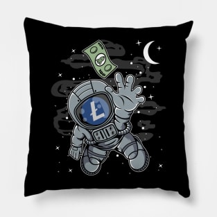 Astronaut Reaching Litecoin LTC Coin To The Moon Crypto Token Cryptocurrency Blockchain Wallet Birthday Gift For Men Women Kids Pillow