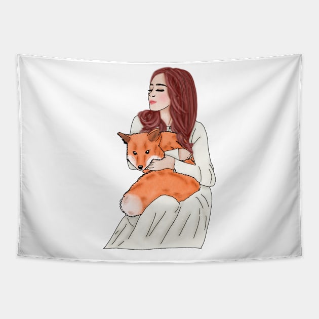 Fox girl Tapestry by piscoletters