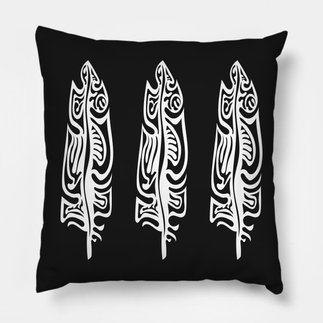 Three Feathers Respect Indigenous WAWEZHI CANADA Pillow by WAWEZHI