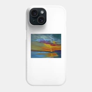 Wild Sunset. The brilliant sun sinks behind the mountain and shines reflections across the ocean and beach in all of its colorful glory. Phone Case