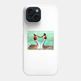 Great crested grebes in love Phone Case