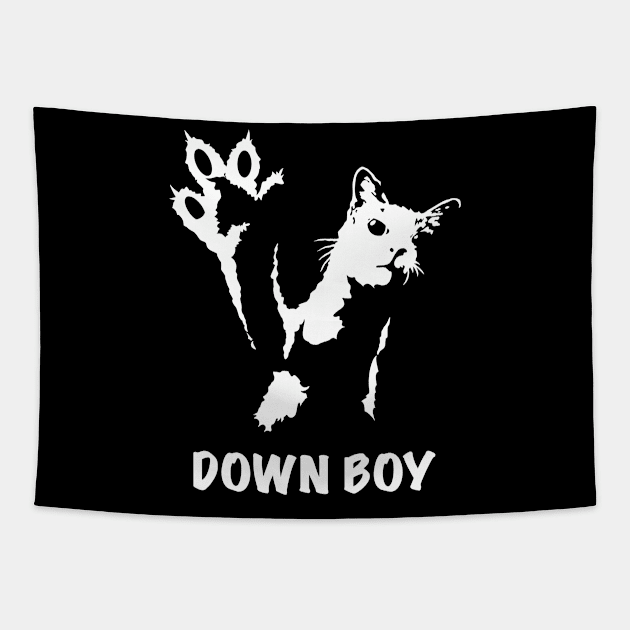 Tough No Messing Cat Down Boy MotorManiac Tapestry by MotorManiac