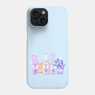 cute cat peeking behind bottles Phone Case