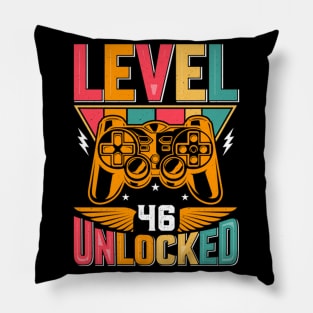 Level 46 Unlocked Awesome Since 1977 Funny Gamer Birthday Pillow