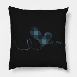 Love You With Blue Gingham by Suzy Hager Pillow