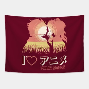 I love your smile Anime style Couple Tapestry