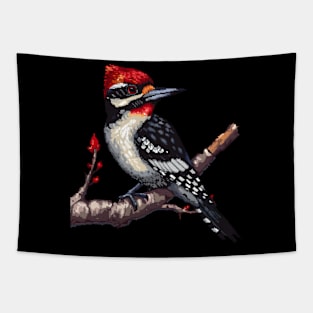 Woodpecker in Pixel Form Tapestry