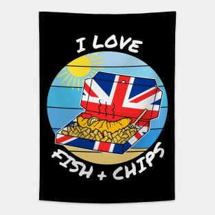 I Love Fish and Chips, Seaside Summer Holiday Tapestry