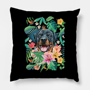 Tropical Rottweiler Dog Pillow