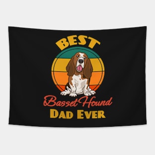 Best Basset Hound Dad Ever Fathers Day Dog puppy Lover Cute Sunser Retro Funny Tapestry