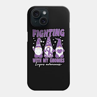 Lupus Awareness Month 2024 Purple Ribbon Gnomies Support Phone Case