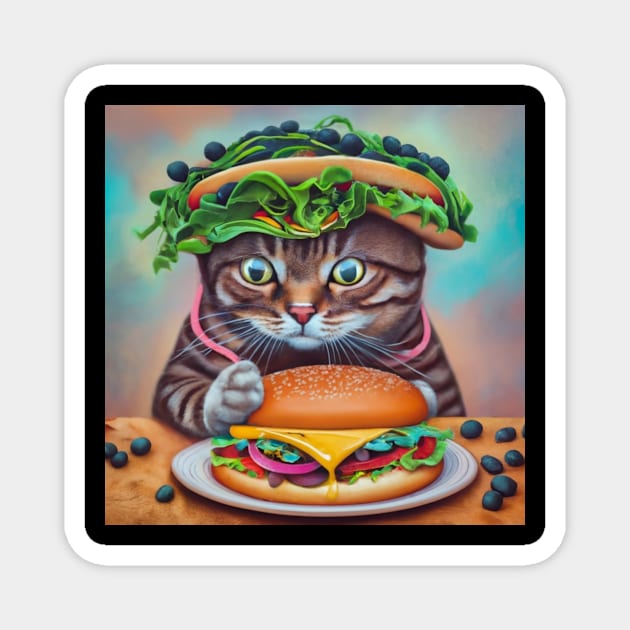 cheeseburger Jesus cat Magnet by Catbrat