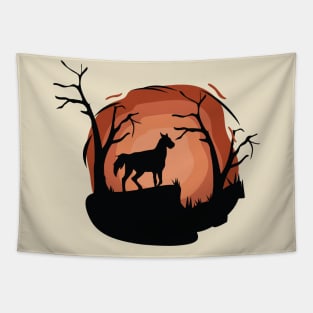 black horse silhouette Tapestry