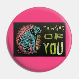 thinking of you dog poop sarcastic pop art pug bulldog Pin