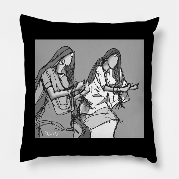 Punjabi dancers 1 Pillow by sukhpalgrewal