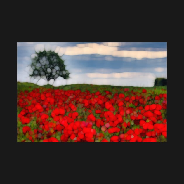 Poppy field and Single tree by redwitchart