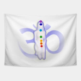 Chakra Mediation-White with OM Tapestry