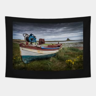 Colourful Boat with Castle View Tapestry