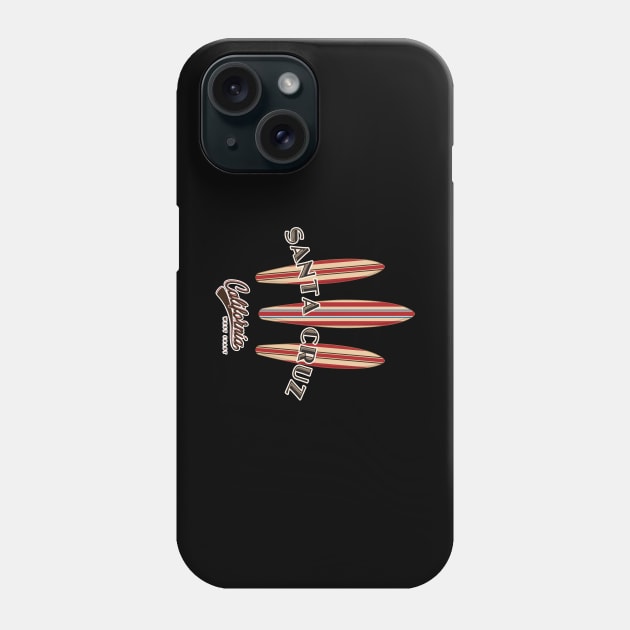 Santa Cruz California with three Surfboards Logo Sticker Dark Phone Case by PauHanaDesign