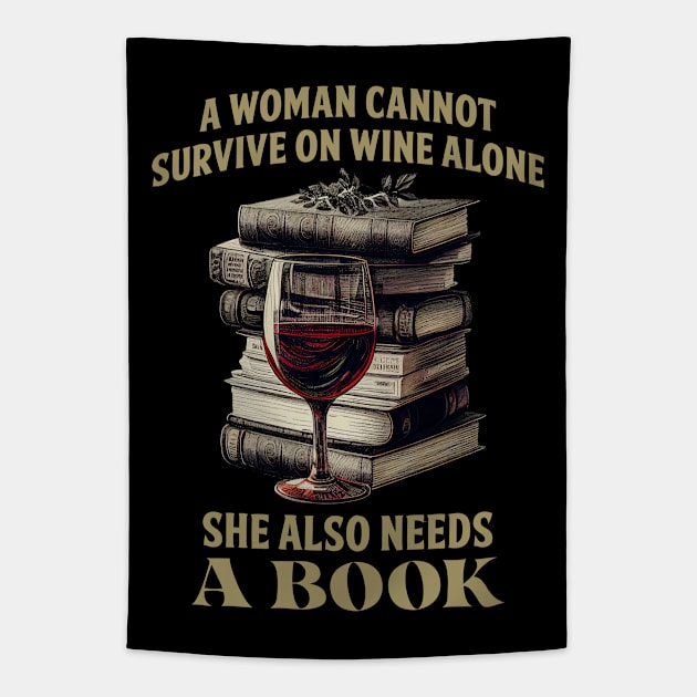 Book Reader Wine Lover Tapestry by MintaApparel