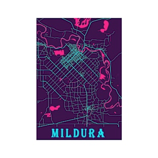 Mildura Neon City Map T-Shirt