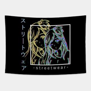 Waifu Anime Girl Vaporwave Glitch Manga Gift Tapestry