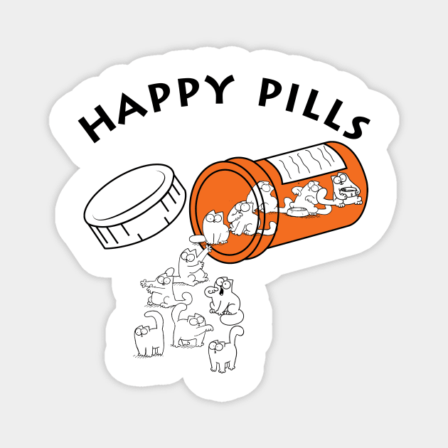 Simons Cat Happy Pills, For Men Funny Happy Pills Simons Cat Magnet by devanpm