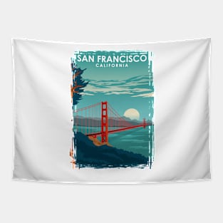 San Francisco California Travel Poster Golden Gate Brigde Tapestry