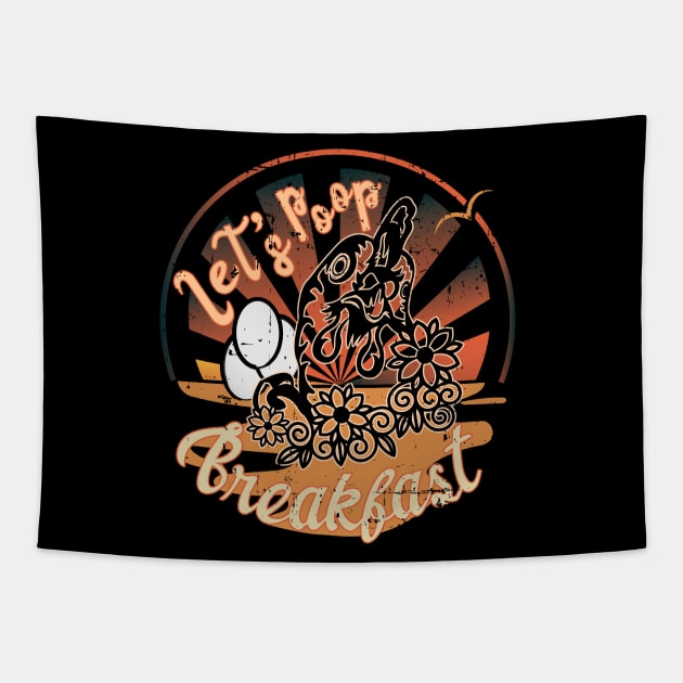 Retro Vintage Chicken Let's Poop Breakfast Farm Hen Funny Tapestry by alcoshirts