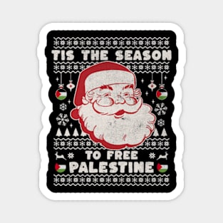 Tis the Season to Free Palestine - Free Gaza Retro Vintage Santa Magnet